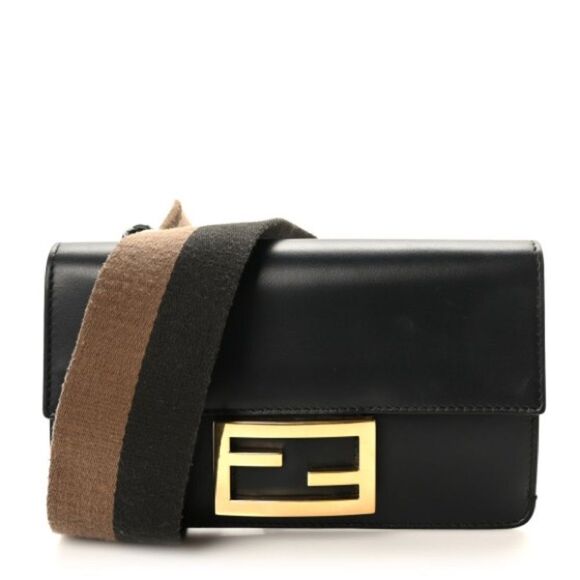Fendi Handbags - FENDI 
Vitello King Mini Flat Baguette Black